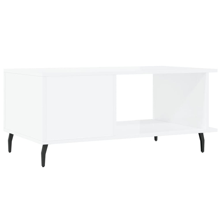 Salontafel 90x50x40 cm bewerkt hout hoogglans wit MeubelReus