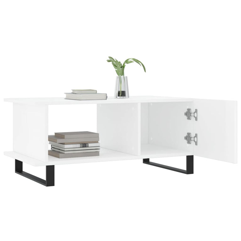 Salontafel 90x50x40 cm bewerkt hout hoogglans wit MeubelReus