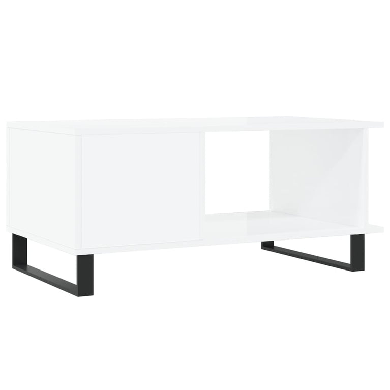 Salontafel 90x50x40 cm bewerkt hout hoogglans wit MeubelReus