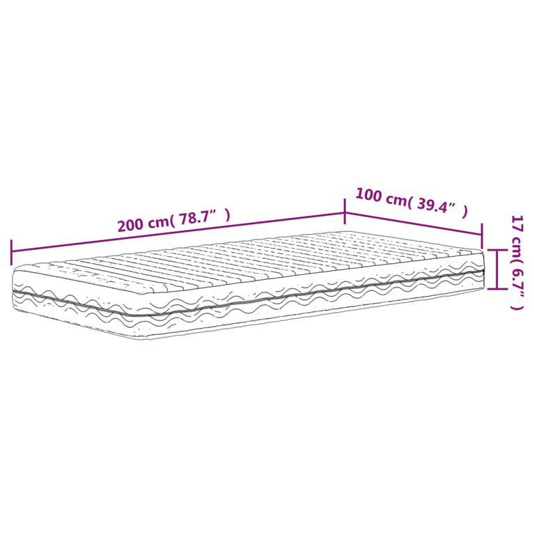 Schuimmatras hardheid H2 H3 100x200 cm wit MeubelReus
