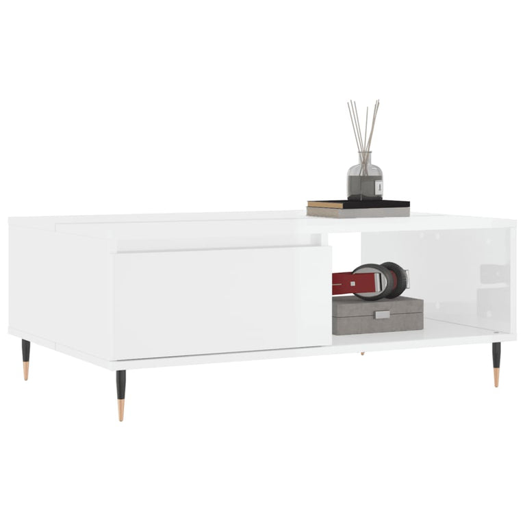 Salontafel 90x60x35 cm bewerkt hout hoogglans wit MeubelReus