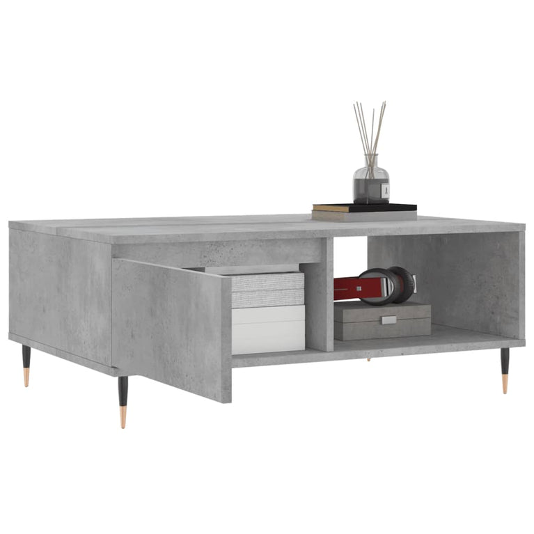 Salontafel 90x60x35 cm bewerkt hout betongrijs MeubelReus