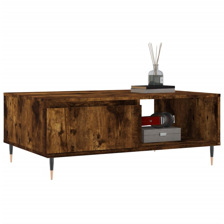 Salontafel 90x60x35 cm bewerkt hout gerookt eikenkleurig MeubelReus
