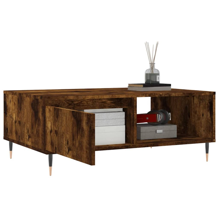 Salontafel 90x60x35 cm bewerkt hout gerookt eikenkleurig MeubelReus