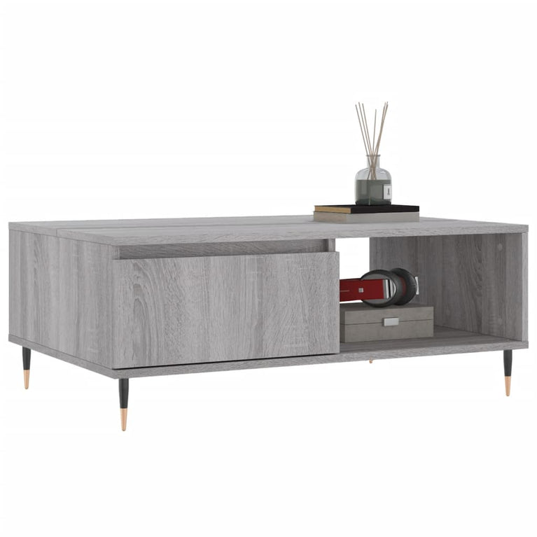 Salontafel 90x60x35 cm bewerkt hout grijs sonoma eikenkleurig MeubelReus