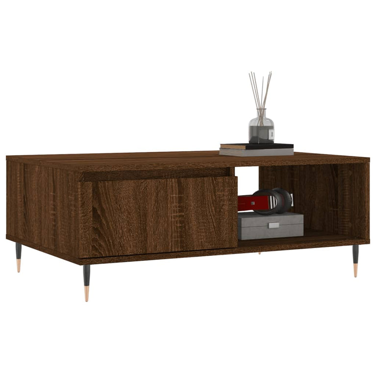 Salontafel 90x60x35 cm bewerkt hout bruin eikenkleur MeubelReus
