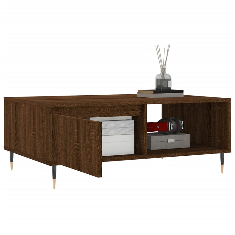Salontafel 90x60x35 cm bewerkt hout bruin eikenkleur MeubelReus