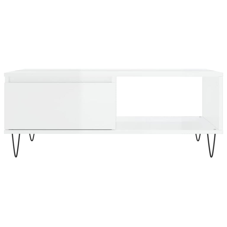 Salontafel 90x60x35 cm bewerkt hout hoogglans wit MeubelReus