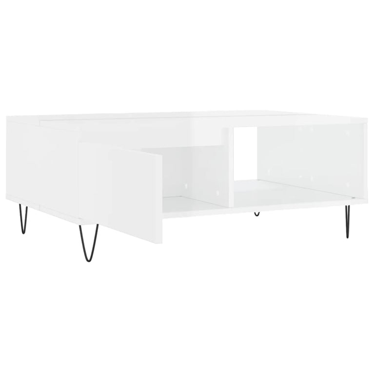 Salontafel 90x60x35 cm bewerkt hout hoogglans wit MeubelReus