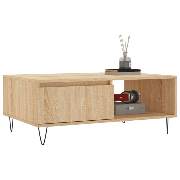 Salontafel 90x60x35 cm bewerkt hout sonoma eikenkleurig MeubelReus