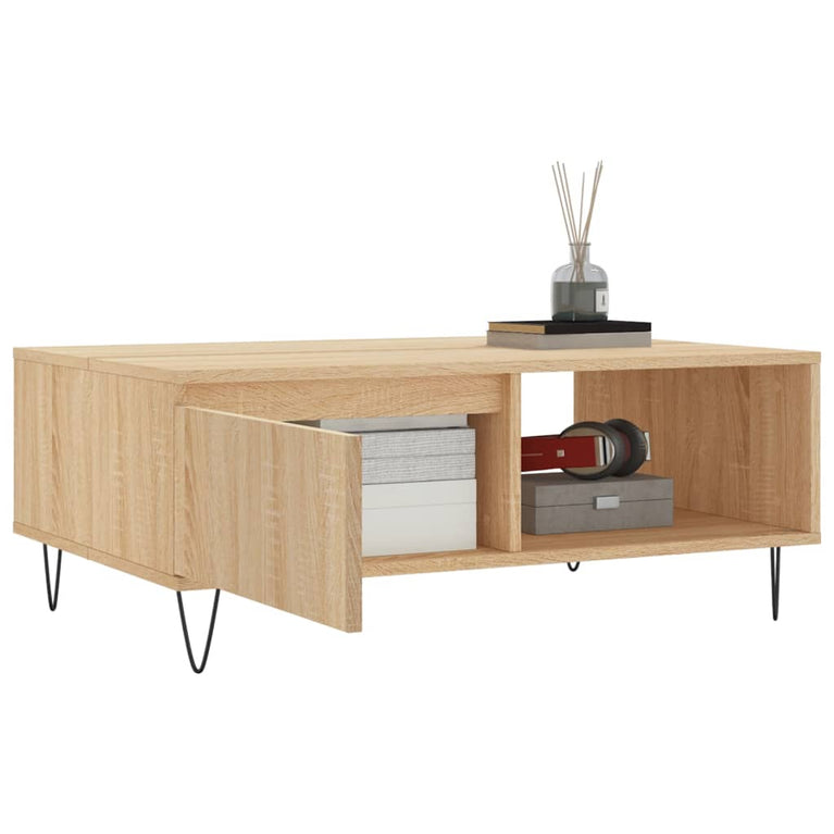 Salontafel 90x60x35 cm bewerkt hout sonoma eikenkleurig MeubelReus