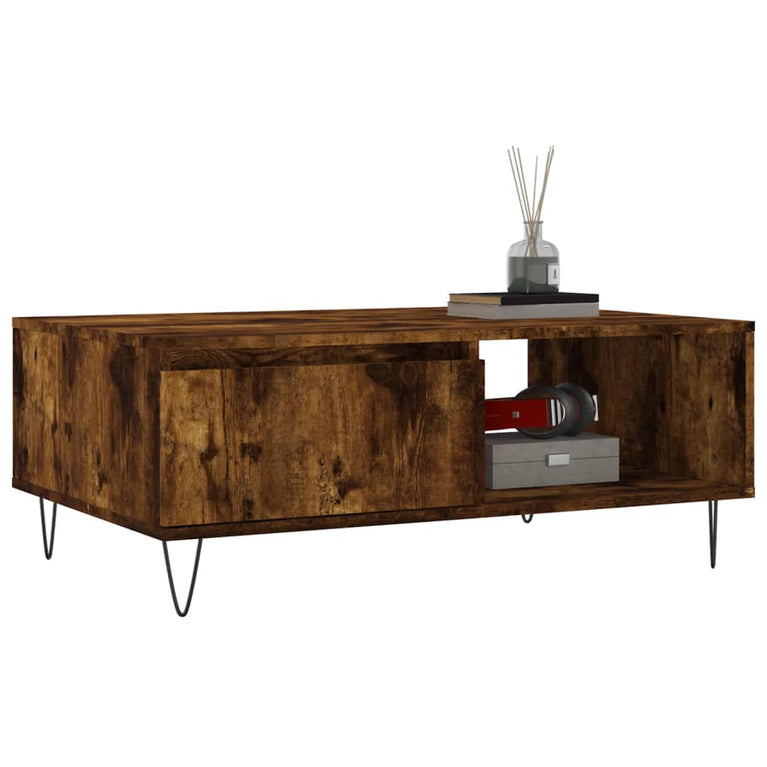 Salontafel 90x60x35 cm bewerkt hout gerookt eikenkleurig MeubelReus