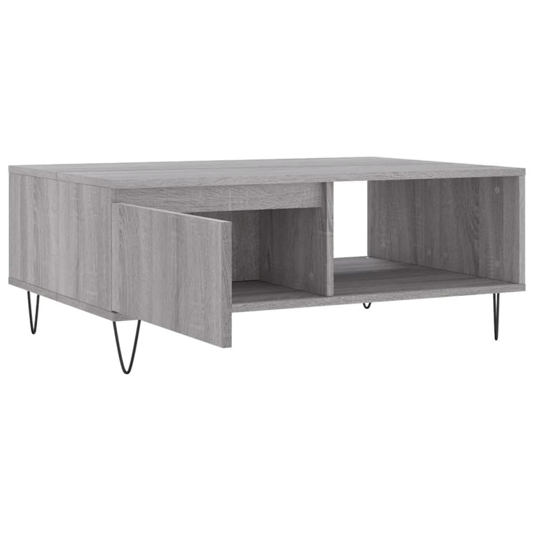 Salontafel 90x60x35 cm bewerkt hout grijs sonoma eikenkleurig MeubelReus