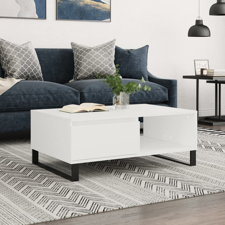Salontafel 90x60x35 cm bewerkt hout wit MeubelReus