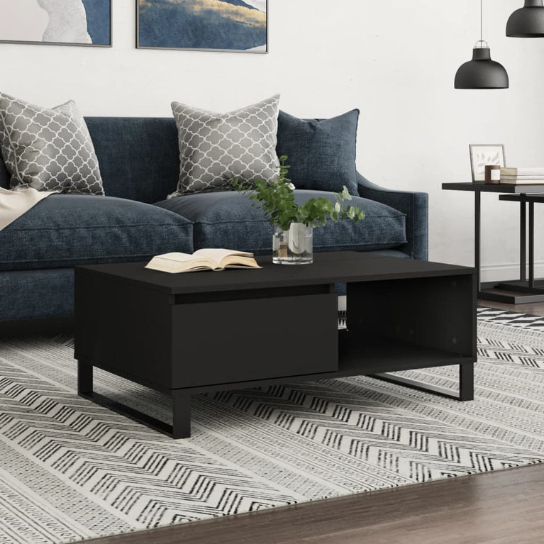 Salontafel 90x60x35 cm bewerkt hout zwart MeubelReus