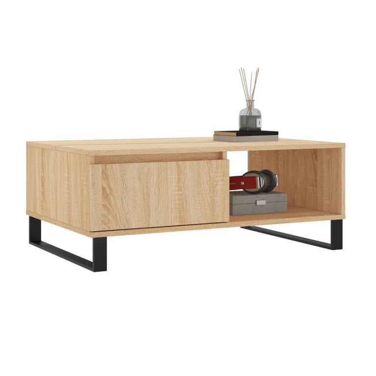 Salontafel 90x60x35 cm bewerkt hout sonoma eikenkleurig MeubelReus