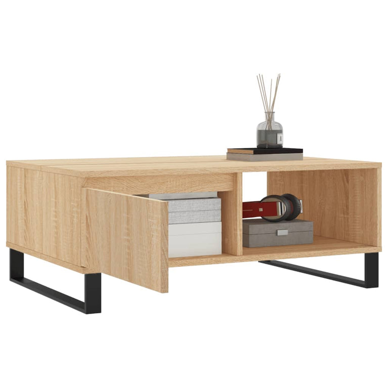 Salontafel 90x60x35 cm bewerkt hout sonoma eikenkleurig MeubelReus