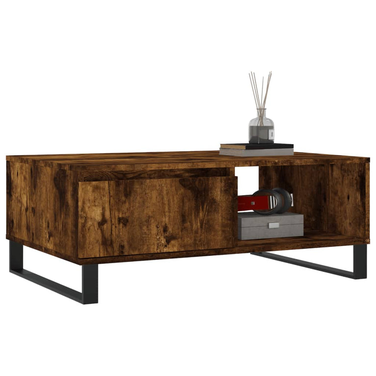 Salontafel 90x60x35 cm bewerkt hout gerookt eikenkleurig MeubelReus