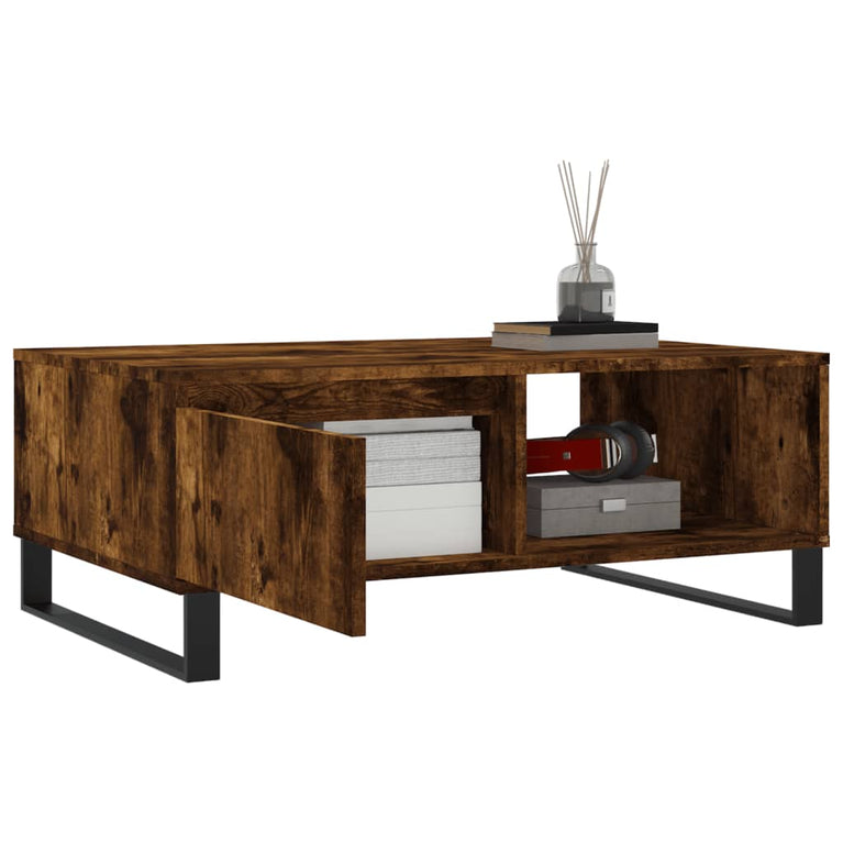Salontafel 90x60x35 cm bewerkt hout gerookt eikenkleurig MeubelReus