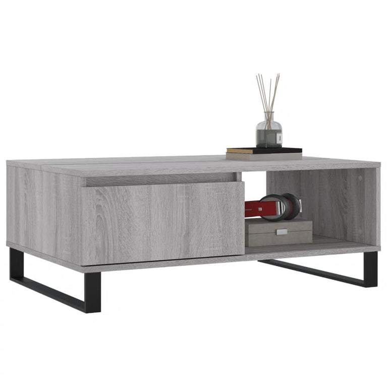 Salontafel 90x60x35 cm bewerkt hout grijs sonoma eikenkleurig MeubelReus
