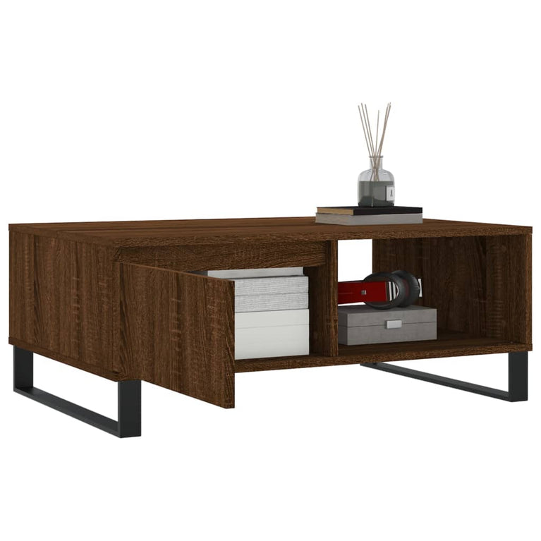 Salontafel 90x60x35 cm bewerkt hout bruin eikenkleur MeubelReus