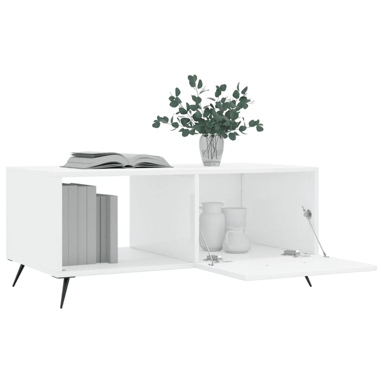 Salontafel 90x50x40 cm bewerkt hout hoogglans wit MeubelReus