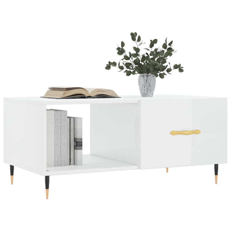 Salontafel 90x50x40 cm bewerkt hout hoogglans wit MeubelReus