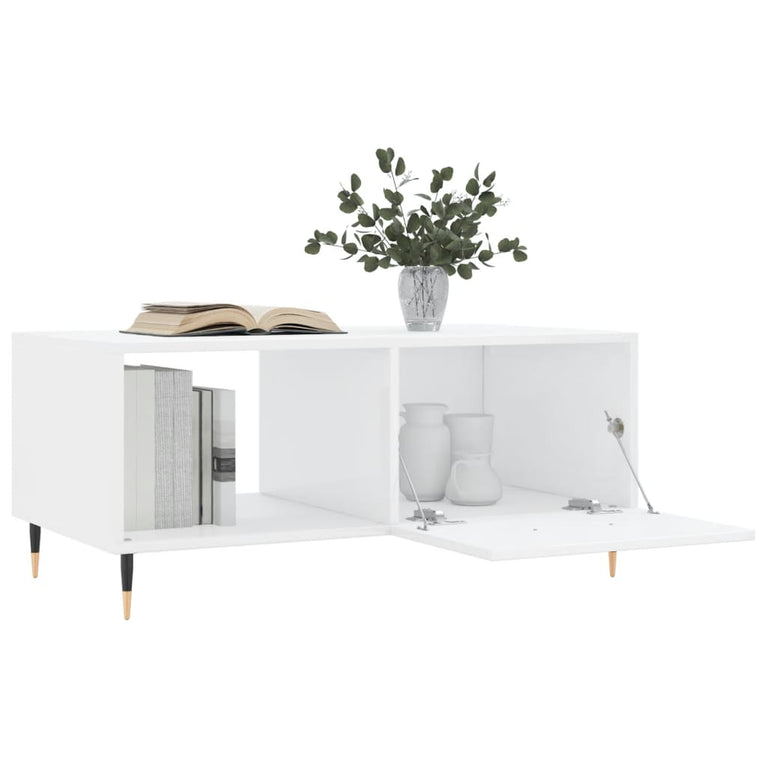 Salontafel 90x50x40 cm bewerkt hout hoogglans wit MeubelReus