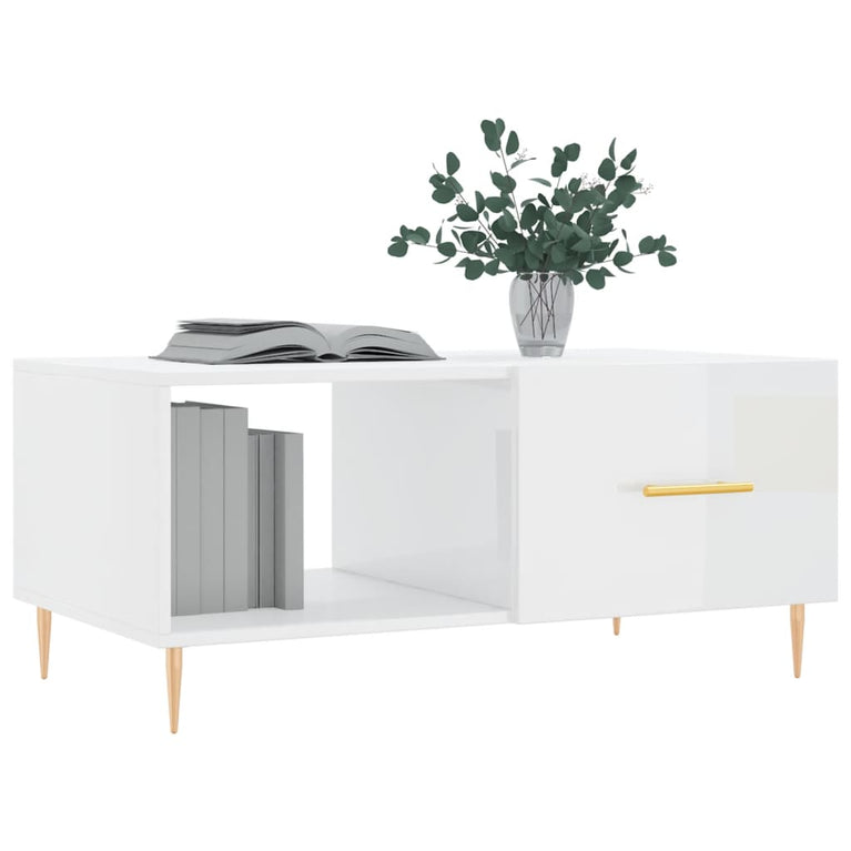 Salontafel 90x50x40 cm bewerkt hout hoogglans wit MeubelReus