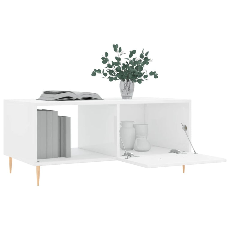Salontafel 90x50x40 cm bewerkt hout hoogglans wit MeubelReus