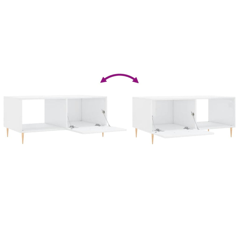 Salontafel 90x50x40 cm bewerkt hout hoogglans wit MeubelReus