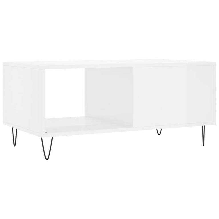 Salontafel 90x50x40 cm bewerkt hout hoogglans wit MeubelReus