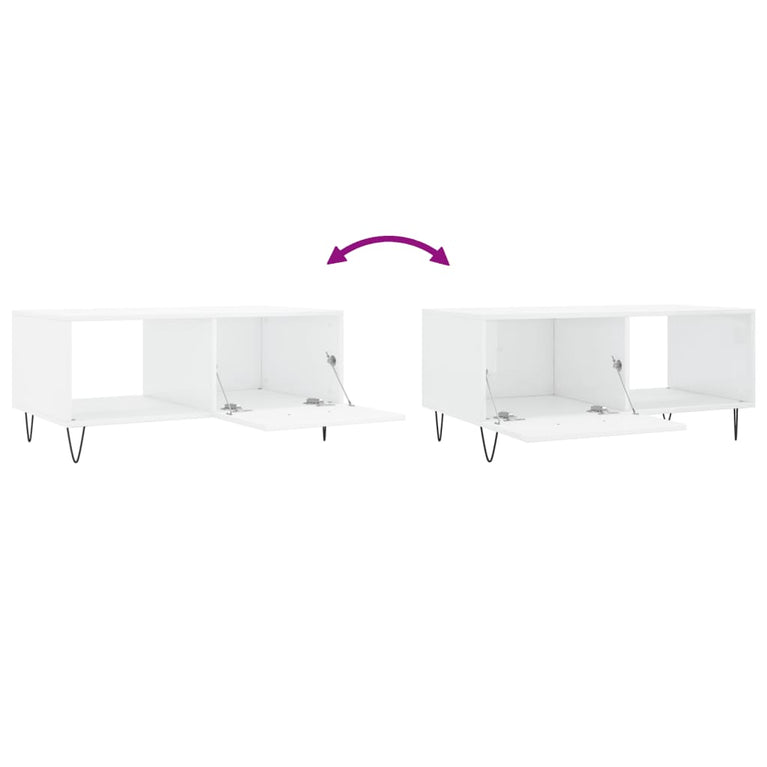 Salontafel 90x50x40 cm bewerkt hout hoogglans wit MeubelReus