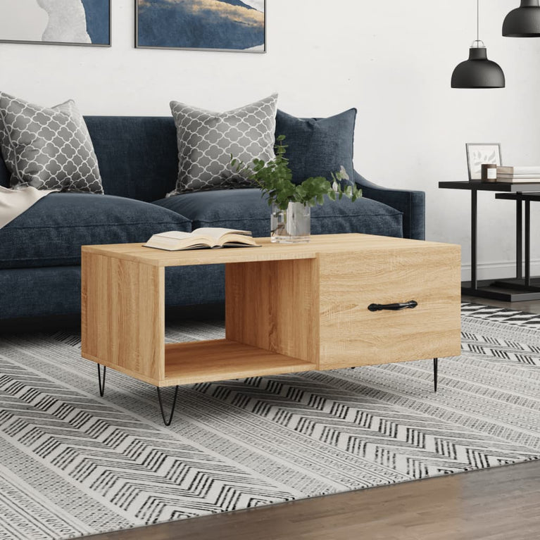 Salontafel 90x50x40 cm bewerkt hout sonoma eikenkleurig MeubelReus