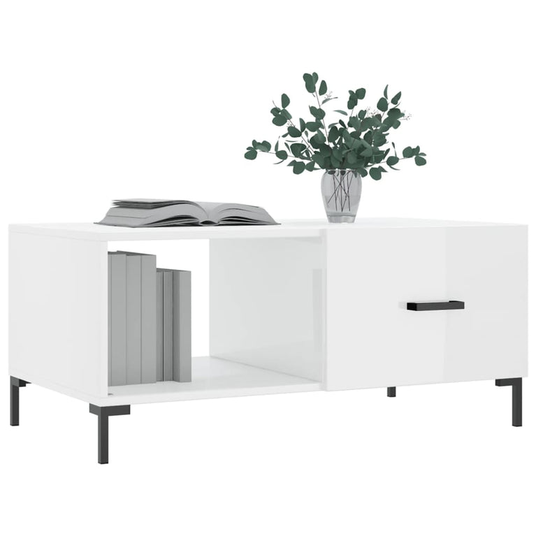 Salontafel 90x50x40 cm bewerkt hout hoogglans wit MeubelReus