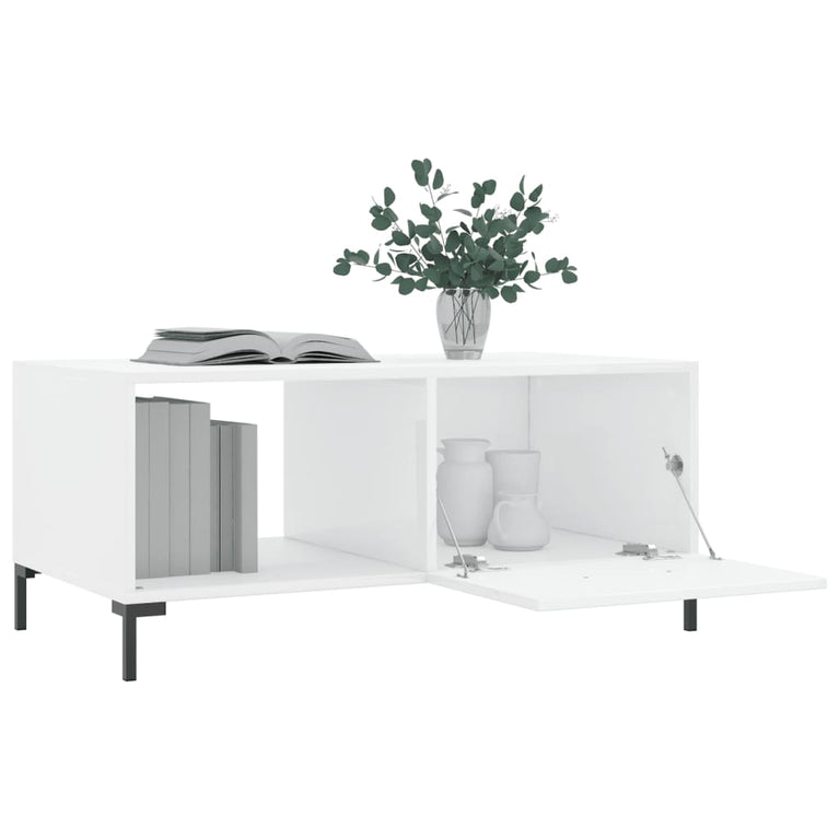 Salontafel 90x50x40 cm bewerkt hout hoogglans wit MeubelReus