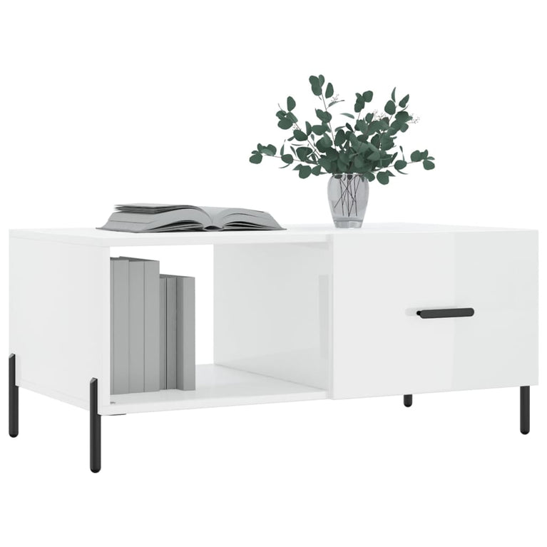 Salontafel 90x50x40 cm bewerkt hout hoogglans wit MeubelReus