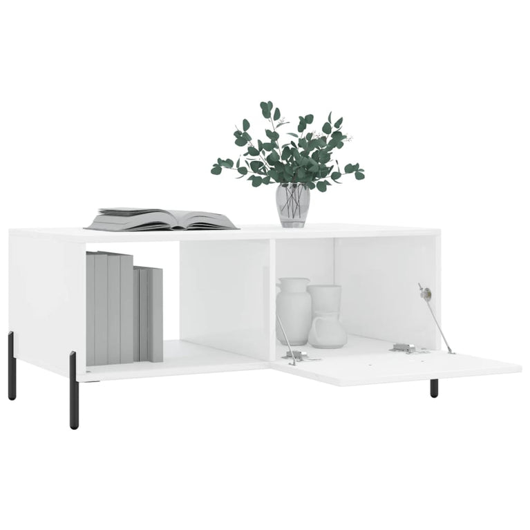 Salontafel 90x50x40 cm bewerkt hout hoogglans wit MeubelReus
