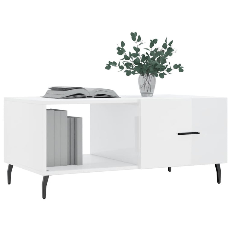 Salontafel 90x50x40 cm bewerkt hout hoogglans wit MeubelReus