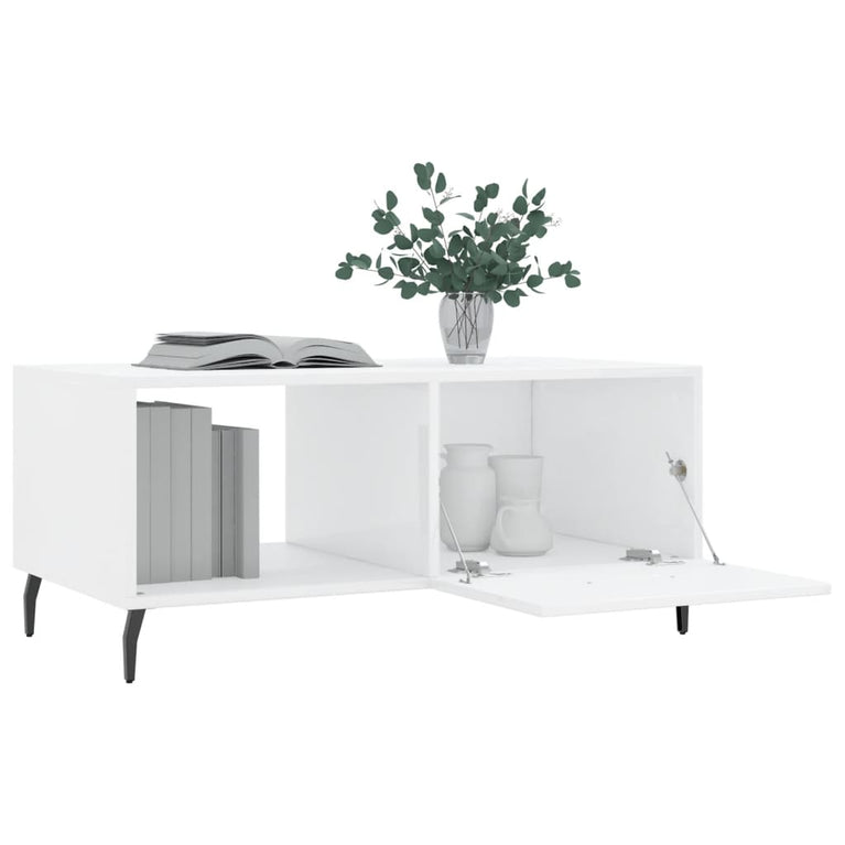 Salontafel 90x50x40 cm bewerkt hout hoogglans wit MeubelReus