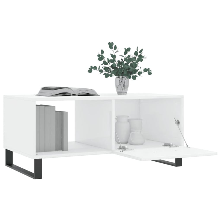 Salontafel 90x50x40 cm bewerkt hout hoogglans wit MeubelReus