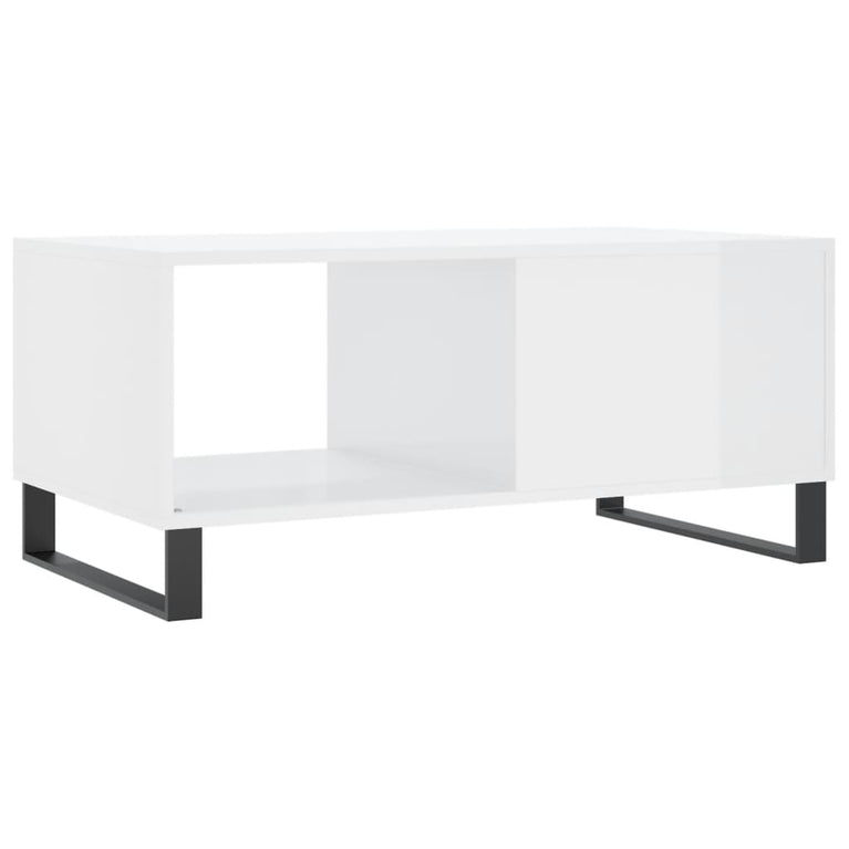Salontafel 90x50x40 cm bewerkt hout hoogglans wit MeubelReus