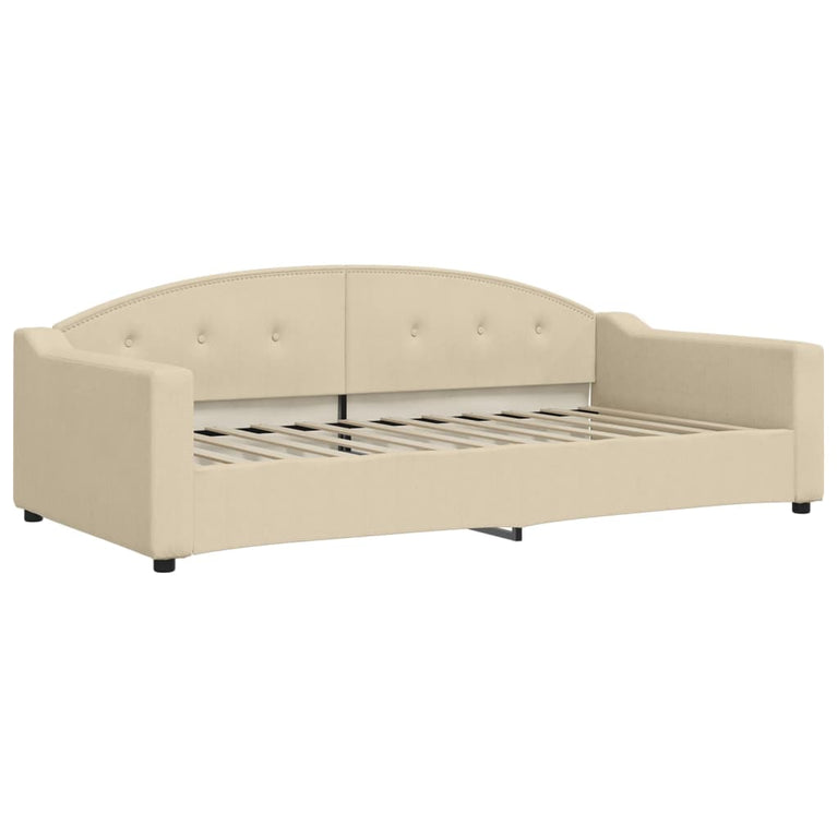 Slaapbank met onderschuifbed en matrassen 100x200 cm stof crème