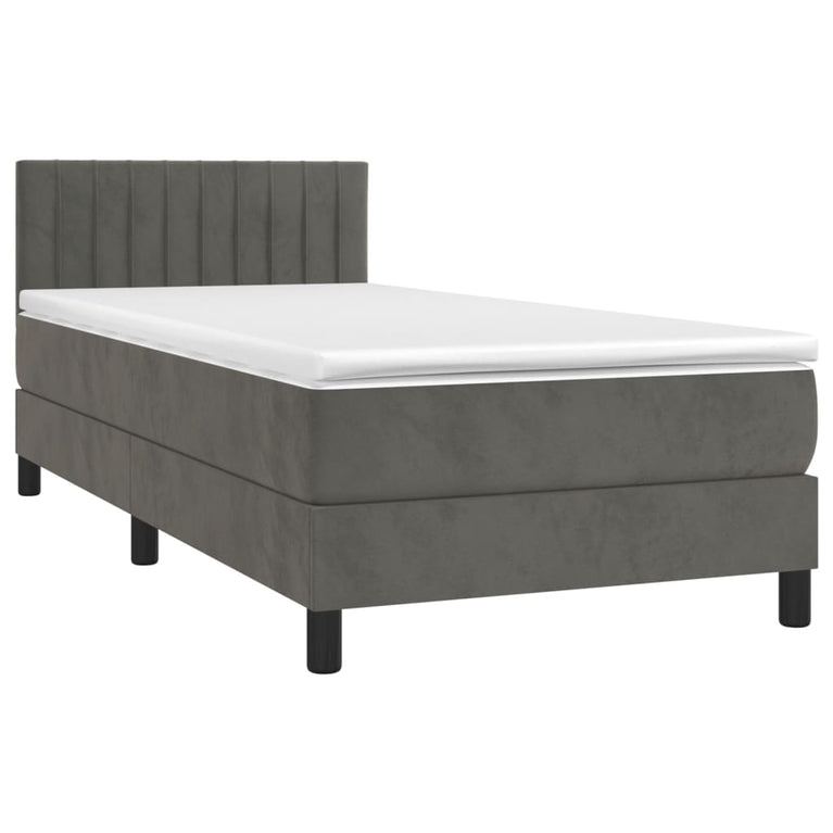 Boxspring met matras fluweel donkergrijs 80x200 cm