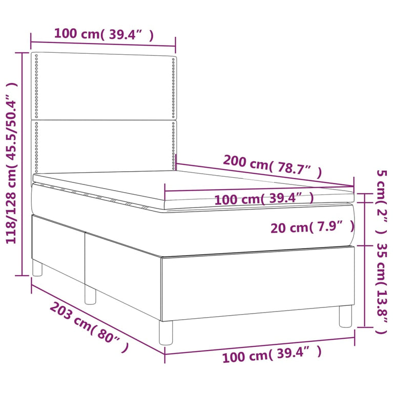 Boxspring met matras stof blauw 100x200 cm