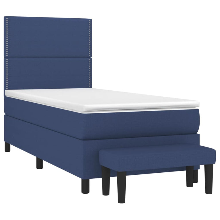 Boxspring met matras stof blauw 100x200 cm