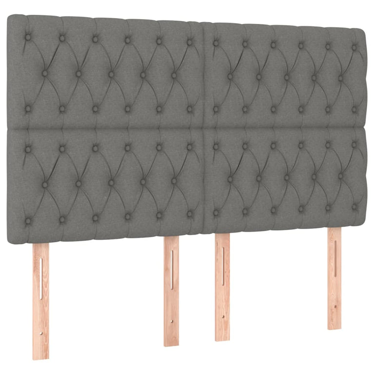 Boxspring met matras stof donkergrijs 140x190 cm