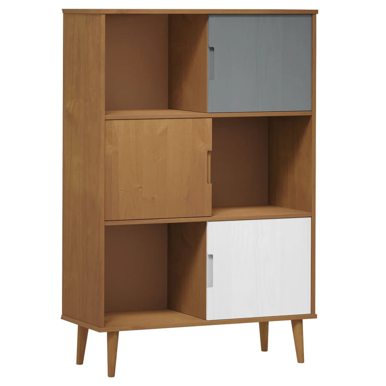 Boekenkast MOLDE 90x35x133,5 cm massief grenenhout bruin MeubelReus