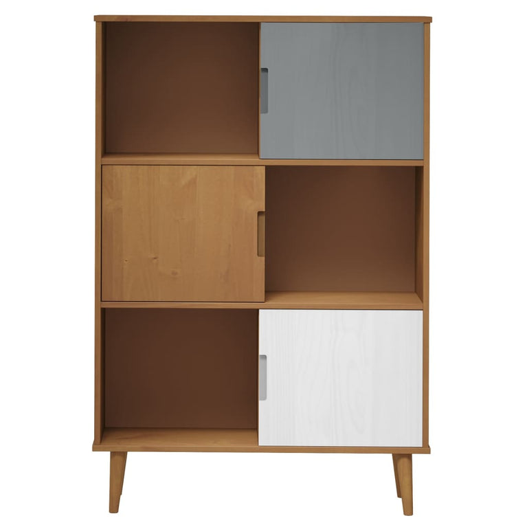 Boekenkast MOLDE 90x35x133,5 cm massief grenenhout bruin MeubelReus