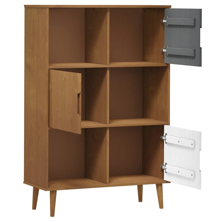 Boekenkast MOLDE 90x35x133,5 cm massief grenenhout bruin MeubelReus